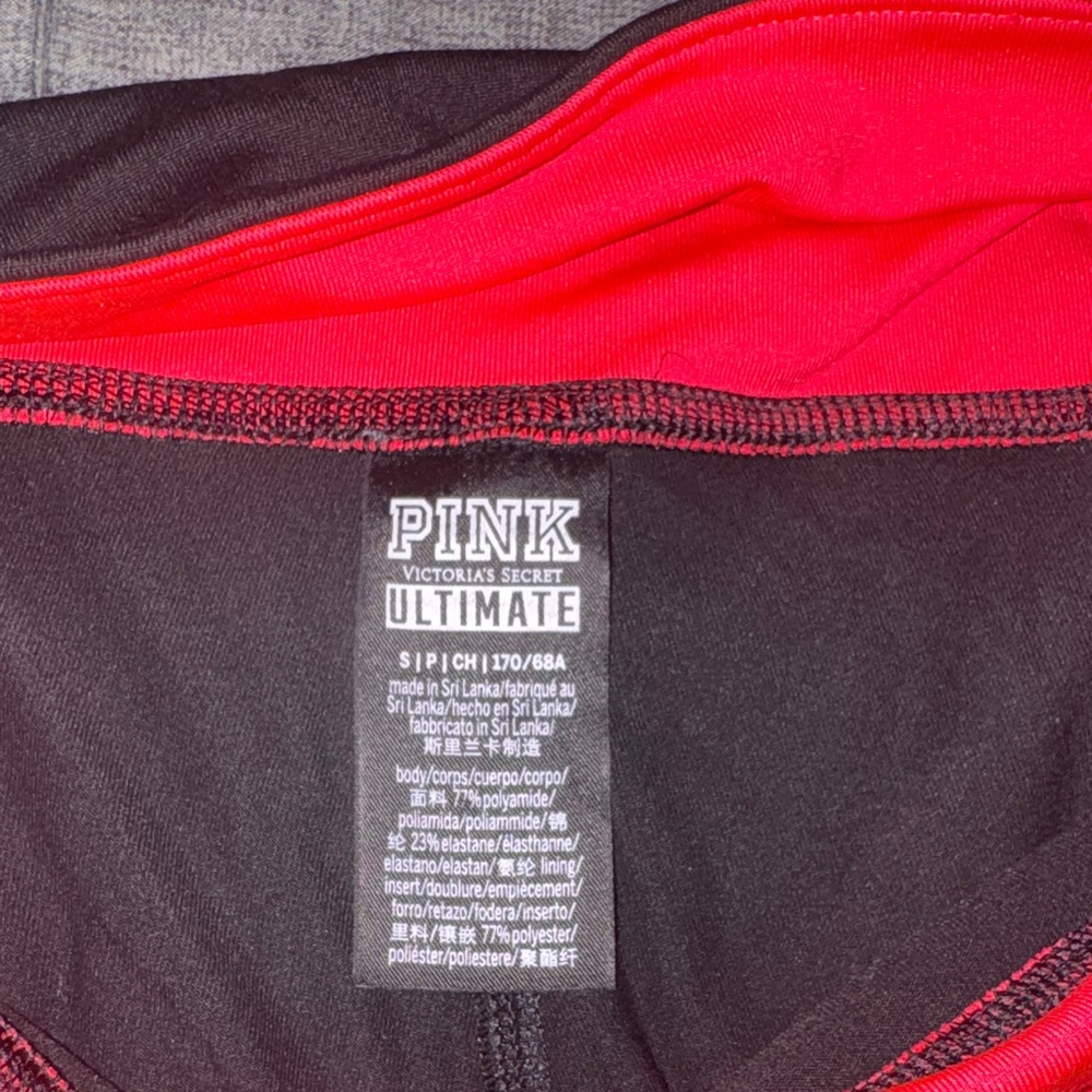 PINK Victoria's Secret Black and hot pink Leggings - Picture 4 of 4